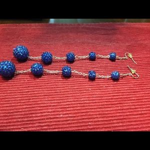 Silver and blue, long earrings